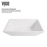 Vinca White Matte Stone Vessel Bathroom Sink Set with Titus Wall Mount Faucet in Matte Black - Super Arbor