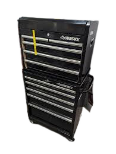 Husky 30 in. W 10-Drawer Deep Combination Tool Chest and Rolling Cabinet Set in Gloss Black