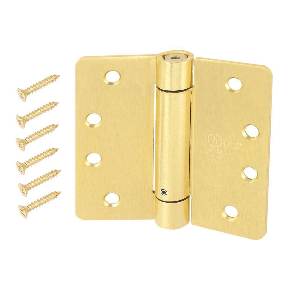 4 in. Satin Nickel Square Corner Security Door Hinges Value Pack (3-Pack) - Super Arbor