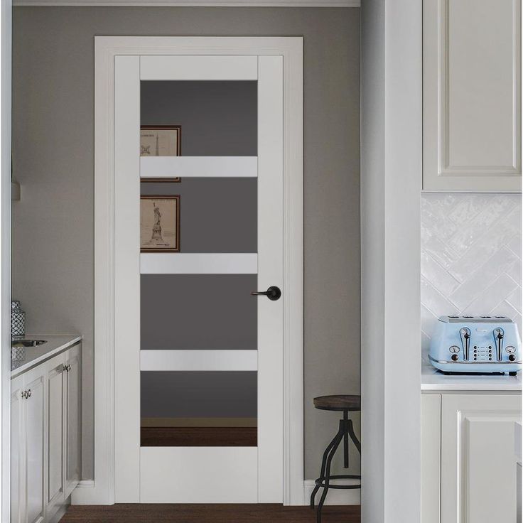 36 in. x 80 in. MODA Primed PMC1044 Solid Core Wood Interior Door Slab w/Clear Glass
