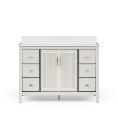 Style Selections Alaia 48-in Muse Gray Undermount Single Sink Bathroom Vanity with White Engineered Stone Top