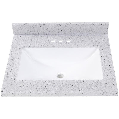 25 in. Solid Surface Vanity Top in Silver Ash with White Sink - Super Arbor