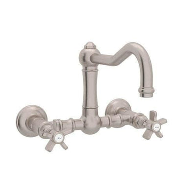 Rohl Italian Kitchen Acqui Satin Nickel 2-Handle Wall-Mount Bridge Handle Kitchen Faucet