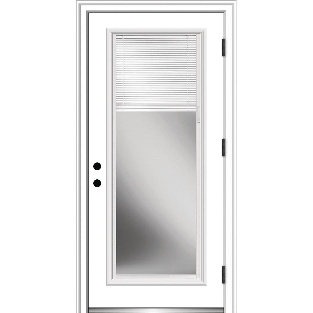 36 in. x 80 in. Internal Blinds Right-Hand Outswing Full Lite Clear Primed Steel Prehung Front Door with Brickmould - Super Arbor