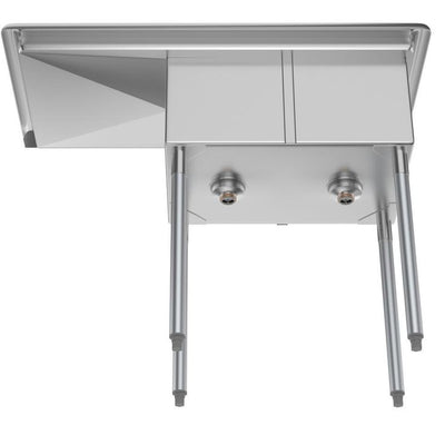 Freestanding Stainless Steel 43 in. 2-Hole Double Bowl Commercial Kitchen Sink