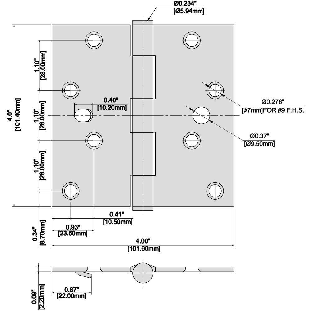 4 in. Satin Nickel Square Corner Security Door Hinges Value Pack (3-Pack) - Super Arbor
