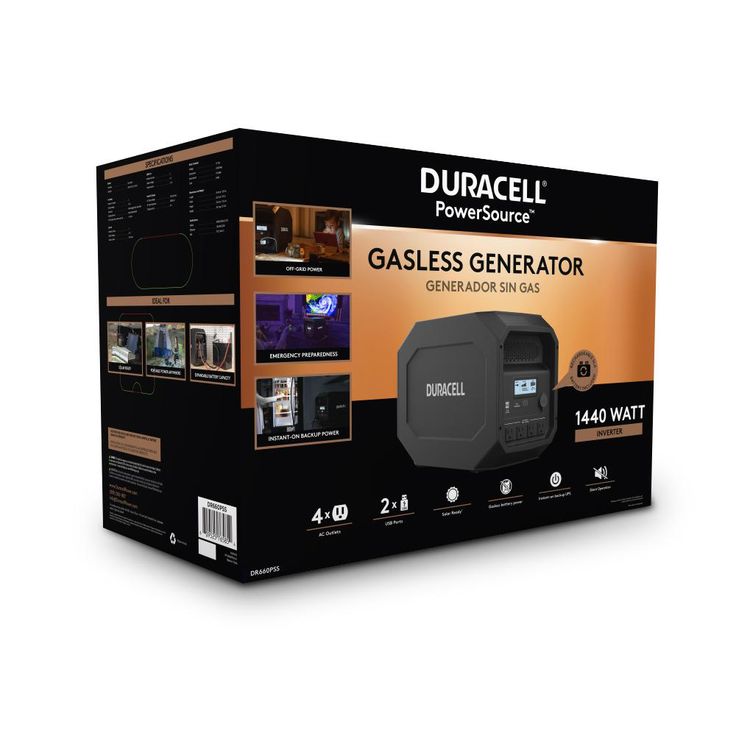 Duracell PowerSource 1800-Watt Peak, Push Button Start, Quiet Gasless –  Super Arbor