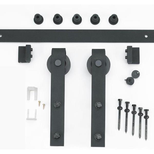 36 in. x 84 in. Canadian Hemlock Distressed Smoke Sliding Barn Door with Hardware Kit - Super Arbor