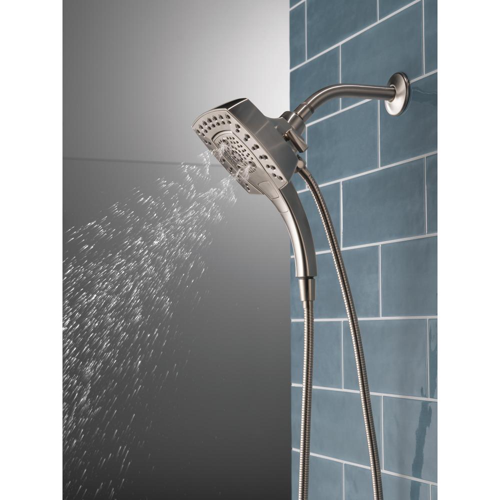 In2ition Two-in-One 5-Spray 5.8 in. Dual Wall Mount Fixed and Handheld Shower Head in Stainless - Super Arbor