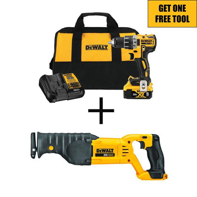 20-Volt MAX XR Cordless Brushless 1/2 in. Drill/Driver Kit with FREE 20-Volt Cordless Reciprocating Saw - Super Arbor