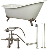 Slipper 62 in. Cast Iron Clawfoot Bathtub in White with Faucet Combo in Polished Brass - Super Arbor