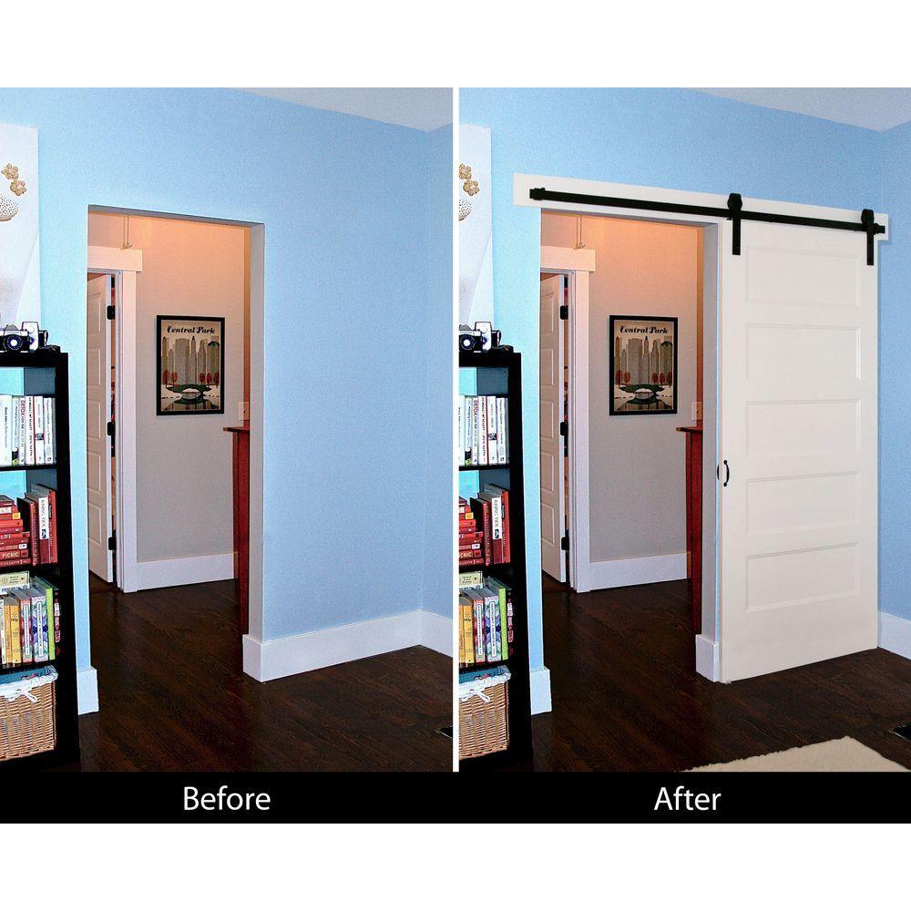 72 in. Dark Oil-Rubbed Bronze Strap Sliding Barn Door Track and Hardware Kit - Super Arbor