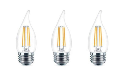 Philips 60-Watt Equivalent B11 Dimmable Edison LED Candle Light Bulb Glass Bent Tip Medium Base Daylight (5000K) (3-Pack)