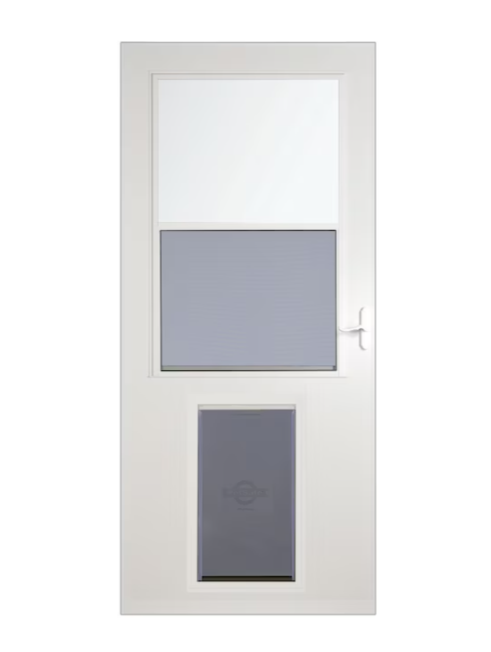 LARSON Pet Door XL 36-in x 81-in White High-view Self-storing Wood Core Storm Door with White Handle