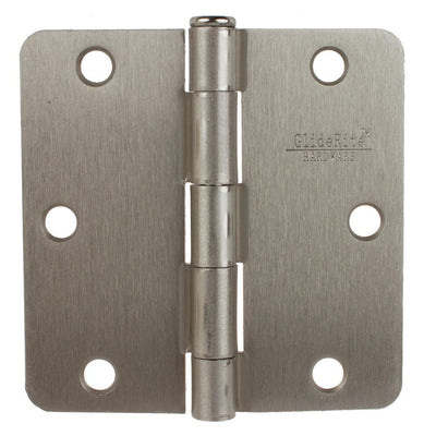 3-1/2 in. Satin Nickel Steel Door Hinges 1/4 in. Corner Radius with Screws (24-Pack) - Super Arbor