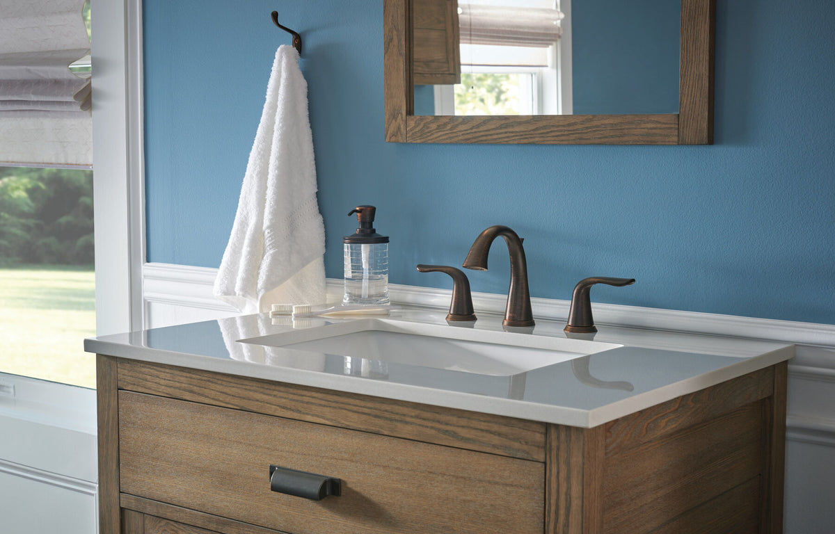 Delta Lahara Venetian Bronze 2-Handle Widespread WaterSense Bathroom Sink Faucet with Drain