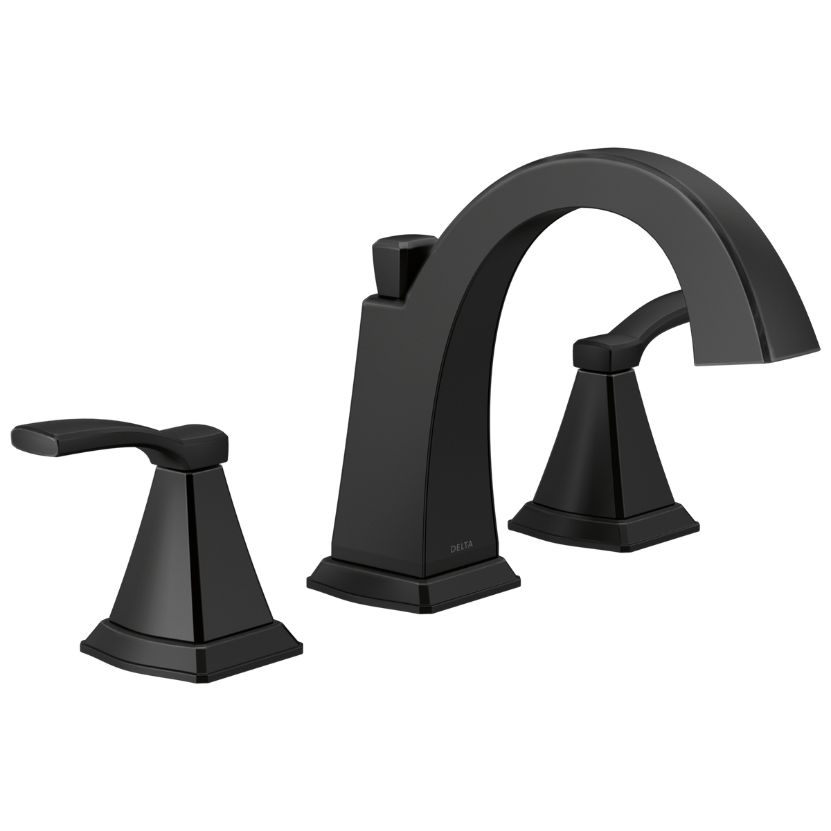Delta Flynn Matte Black 2-Handle Widespread WaterSense Bathroom Sink Faucet with Drain, Model 35768LF-BL