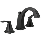 Delta Flynn Matte Black 2-Handle Widespread WaterSense Bathroom Sink Faucet with Drain, Model 35768LF-BL