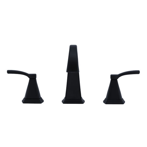 Delta Flynn Matte Black 2-Handle Widespread WaterSense Bathroom Sink Faucet with Drain, Model 35768LF-BL