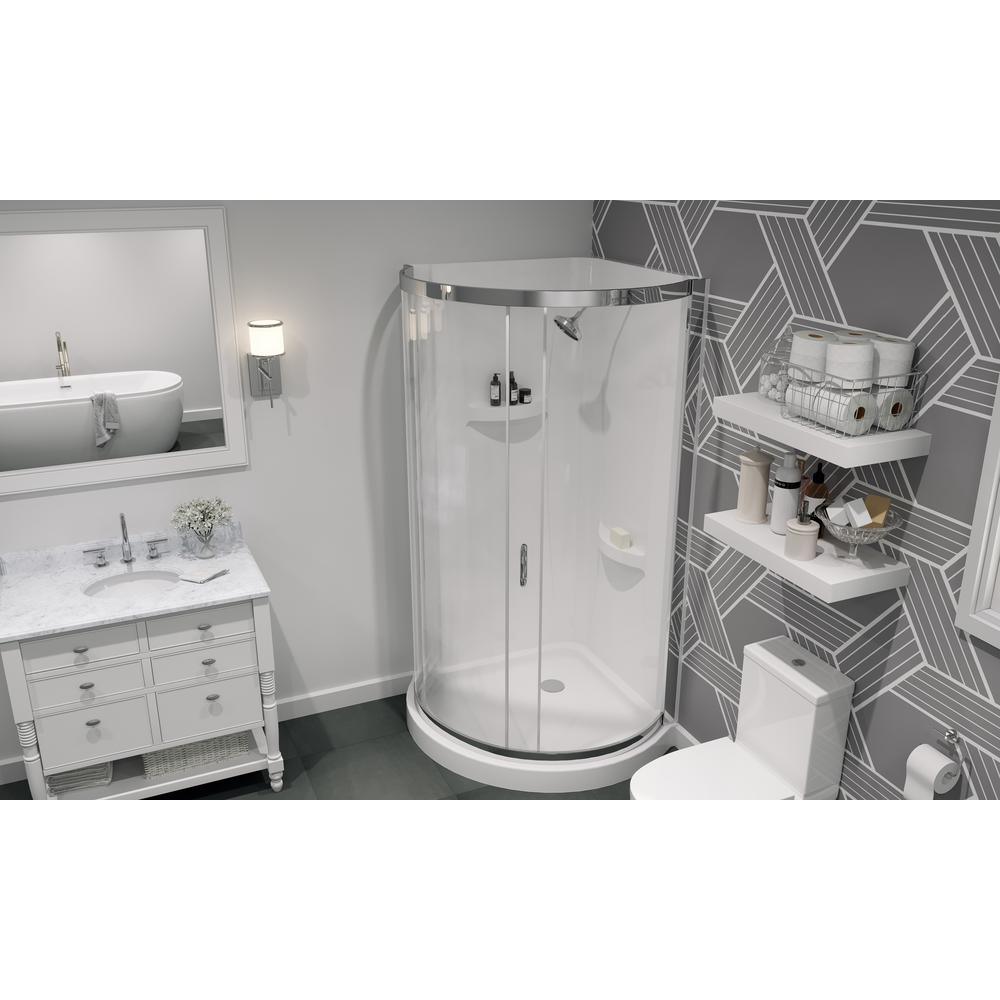 Breeze 36 in. L x 36 in. W x 76 in. H Corner Shower Kit with Reversible Sliding Door and Shower Base - Super Arbor