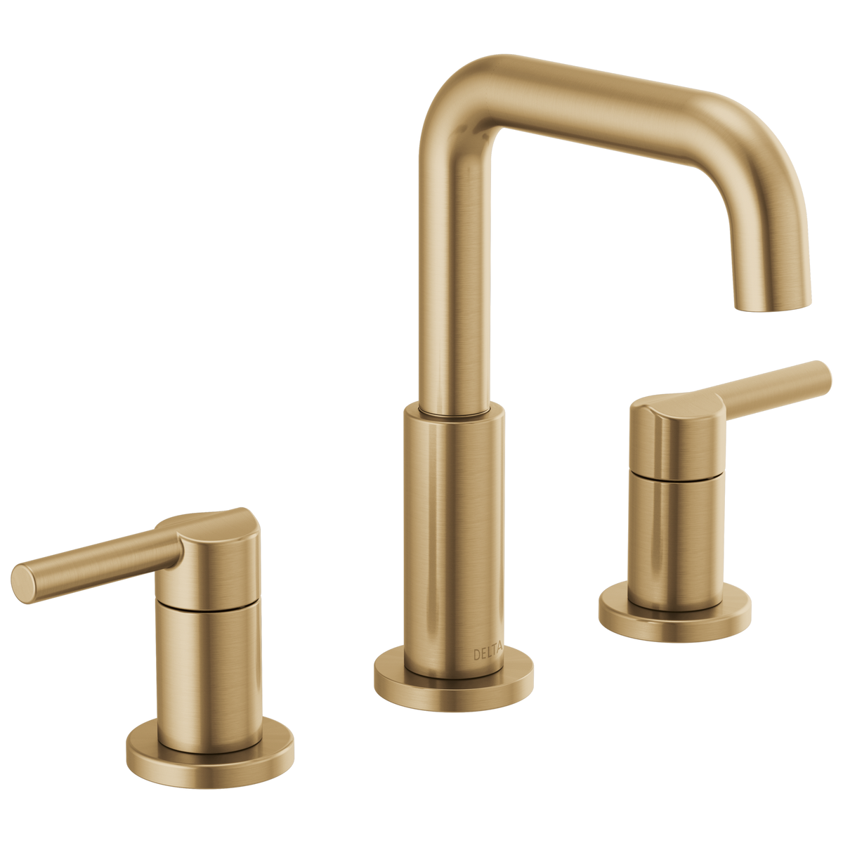 Nicoli J-Spout 8 in. Widespread Double-Handle Bathroom Faucet in Matte Black/Champagne Bronze