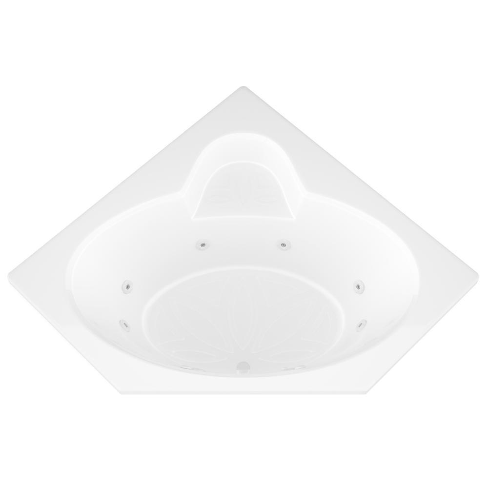 Malachite 5 ft. Acrylic Corner Drop-in Whirlpool Bathtub in White - Super Arbor