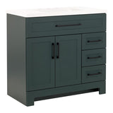 Style Selections Cauley 36-in Viridian Green Single Sink Bathroom Vanity with White Cultured Marble Top