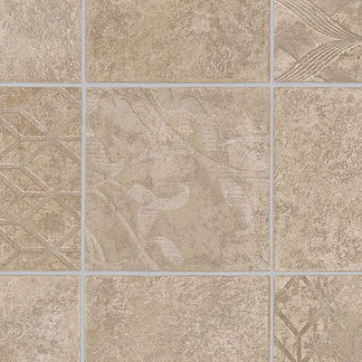 TrafficMASTER Marbella Tile Neutral Residential Vinyl Sheet, Sold by 13.2 ft. Wide x Custom Length