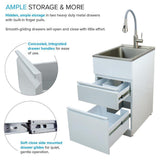 All-in-One 15.5 in. x 22.4 in. x 34.9 in. Metal Drop-In Laundry/Utility Sink and Cabinet in White - Super Arbor