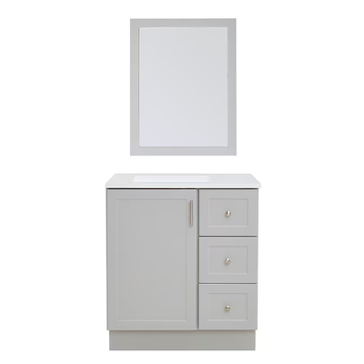 Style Selections Davies 30-in Gray Single Sink Bathroom Vanity with White Cultured Marble Top (Mirror Included)