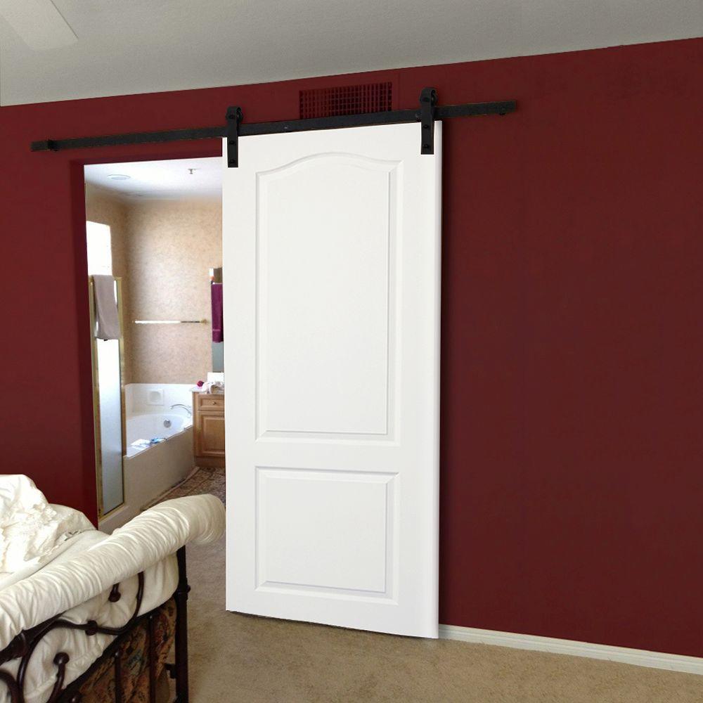 32 in. x 80 in. Primed Composite Craftsman Smooth Surface Solid Core Sliding Barn Door with Hardware Kit - Super Arbor