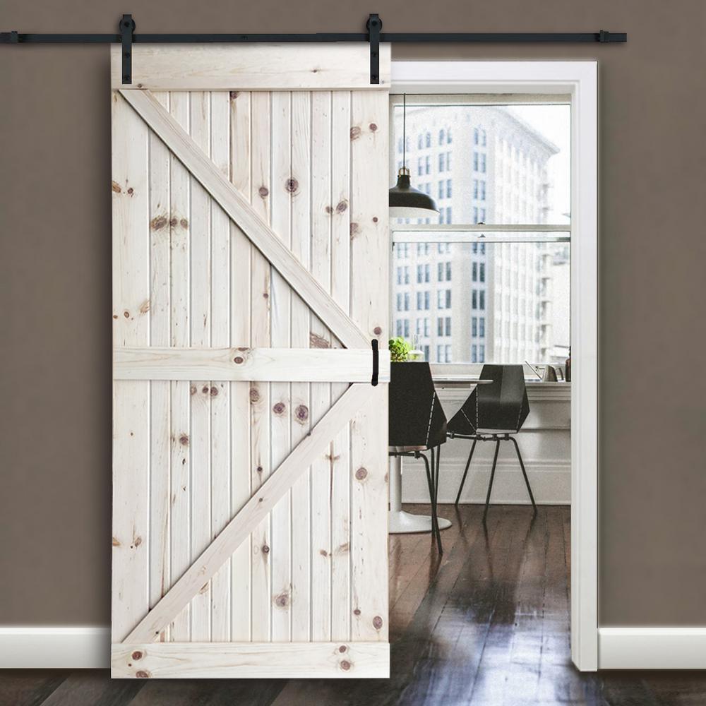 36 in. x 83.5 in. Unfinished K-Bar Solid Core Pine Interior Barn Door Slab Kit - Super Arbor
