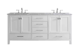Eviva Aberdeen 78 in. W x 22 in. D x 34 in. H Double Bath Vanity in White with Carrara Marble Top and White Undermount Sinks