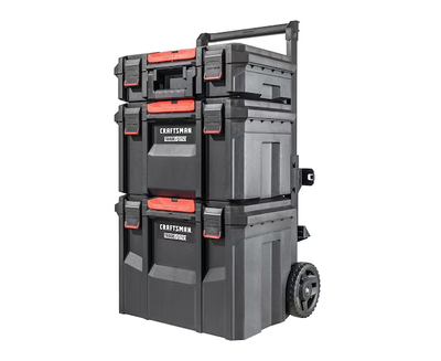 CRAFTSMAN TRADESTACK System 22-in Black Plastic Wheels Lockable Tool Box