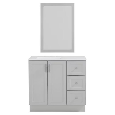 Style Selections Davies 36-in Gray Single Sink Bathroom Vanity with White Cultured Marble Top (Mirror Included)