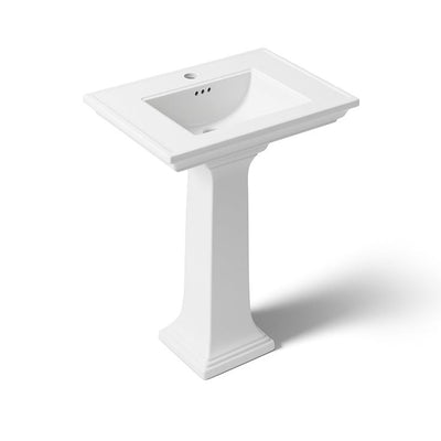 KOHLER Memoirs Stately Ceramic Pedestal Bathroom Sink in White with Overflow Drain