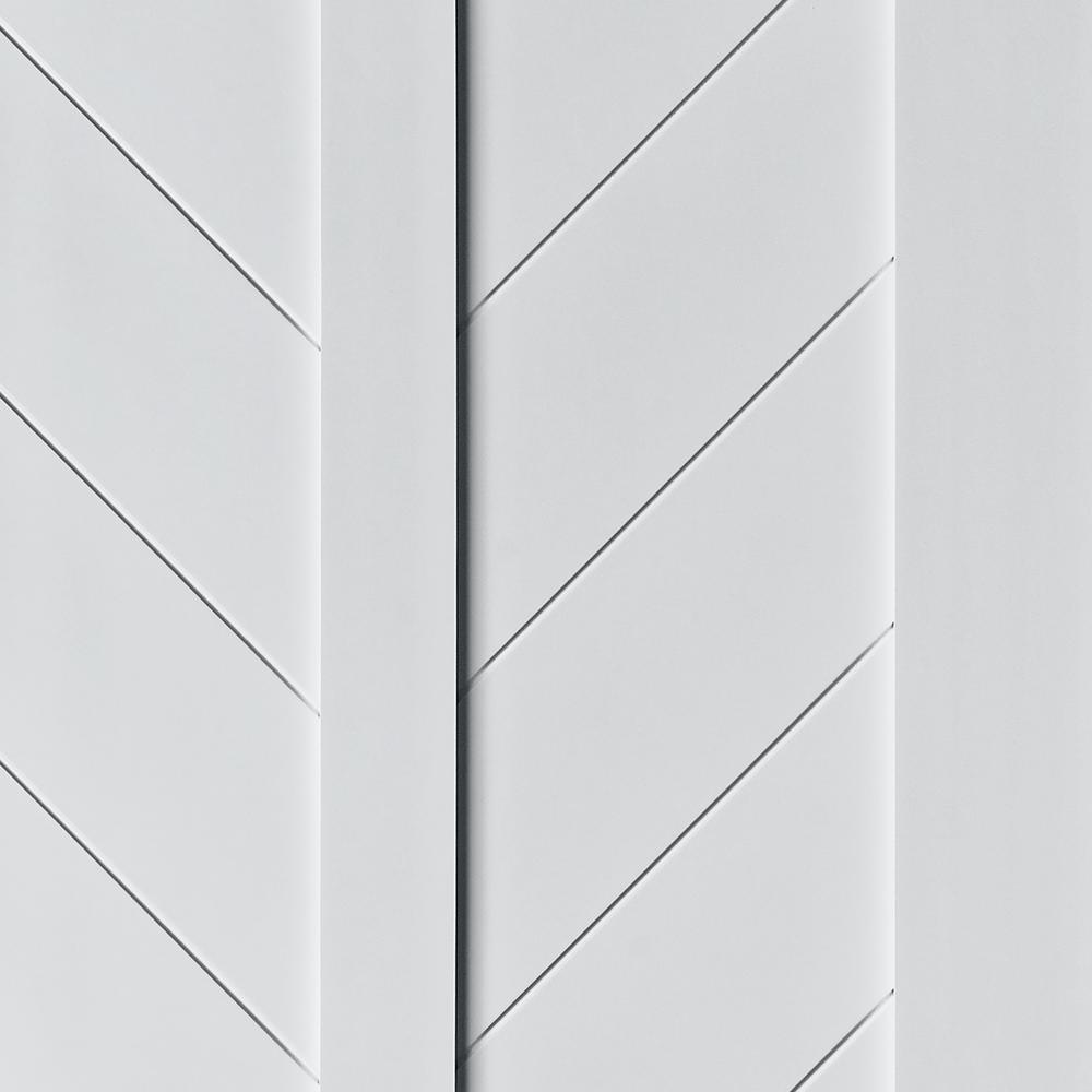 37 in. x 84 in. Chevron MDF Primed White Interior Barn Door Slab - Super Arbor