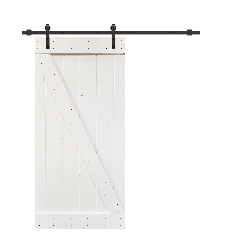 Z Series 30 in. x 84 in. Gray Knotty Pine Wood Interior Sliding Barn Door with Hardware Kit - Super Arbor