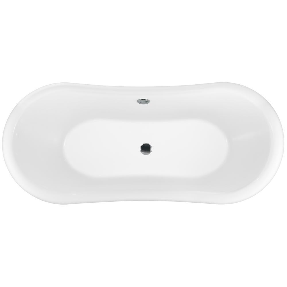 59 in. Fiberglass Double Slipper Clawfoot Non-Whirlpool Bathtub in Matte White - Super Arbor
