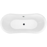 59 in. Fiberglass Double Slipper Clawfoot Non-Whirlpool Bathtub in Matte White - Super Arbor