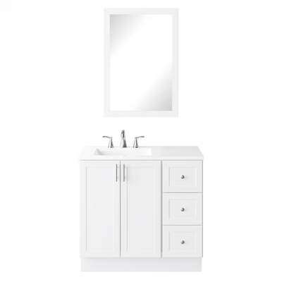 Style Selections Davies 36-in White Single Sink Bathroom Vanity with White Cultured Marble Top (Mirror Included)
