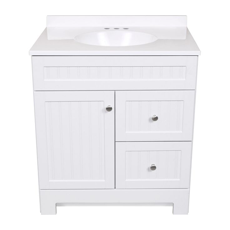 Style Selections Ellenbee 30.5-in White Single Sink Bathroom Vanity with White Cultured Marble Top