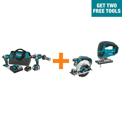 18-Volt LXT Brushless 2-Pc Combo Kit 5.0Ah with bonus 18V LXT 6-1/2 in. Circular Saw and 18V LXT Jigsaw - Super Arbor