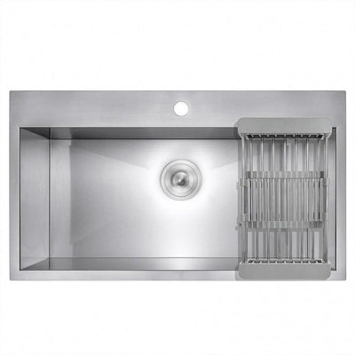 Handmade Drop-in Stainless Steel 30 in. x 18 in. Single Bowl Kitchen Sink with Drying Rack