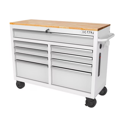 Kobalt 46.1-in L x 37.2-in H 9-Drawers Rolling White Wood Work Bench