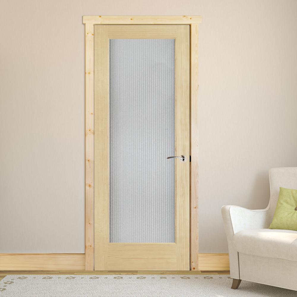 30 in. x 80 in. Modern Full Lite Solid Core Pine Reed Glass Interior Door Slab - Super Arbor