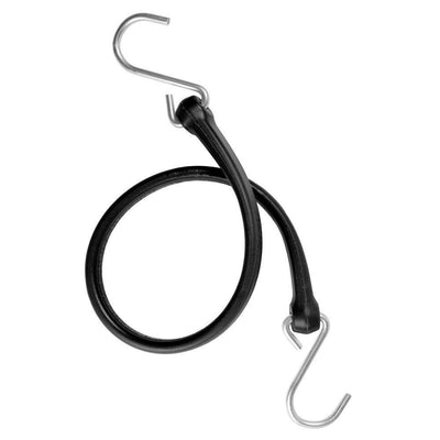 19 in. Polyurethane Bungee Strap with Galvanized S-Hooks (Overall Length: 24 in.) in Black - Super Arbor