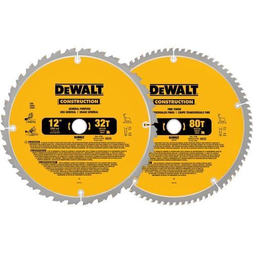 DEWALT Construction 2-Pack 12-in Set-Tooth Segmented Carbide Miter/Table Saw Blade Set