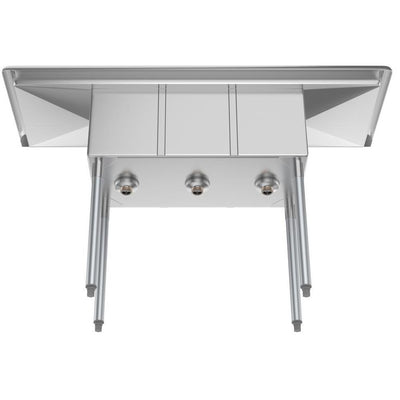 Freestanding Stainless Steel 54 in. 2-Hole Triple Bowl Commercial Kitchen Sink