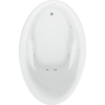 Starla 60 in. Acrylic Reversible Drain Oval Drop-in Whirlpool Bathtub with Heater in White - Super Arbor
